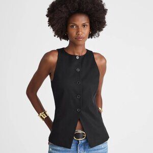 Madewell Crewneck Cutaway Tailored Vest Black Size 0 NWT